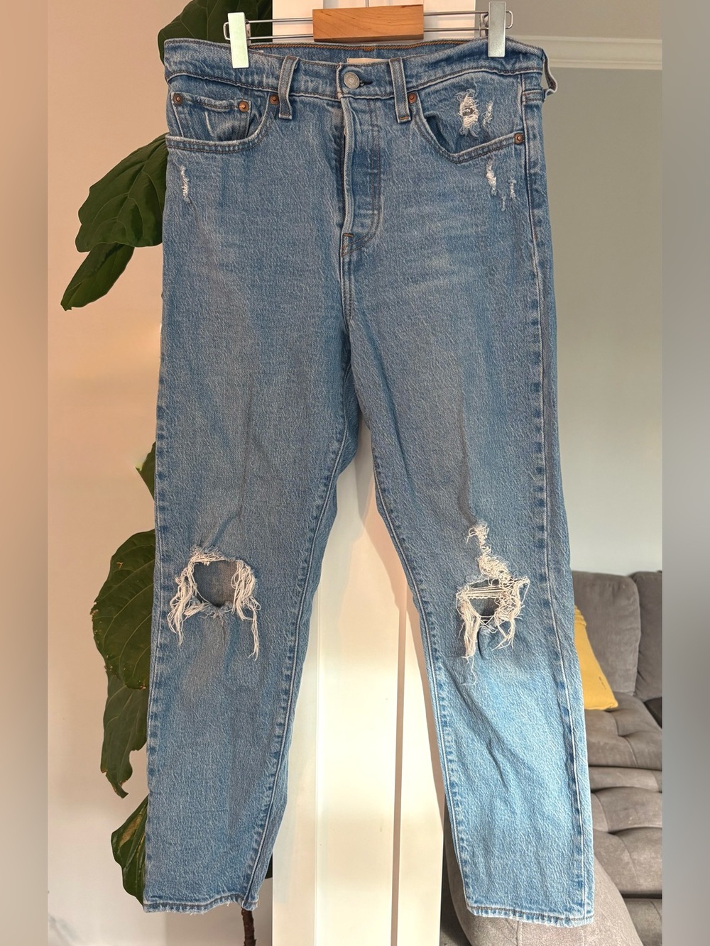 Levi's Light Blue Distressed Women's Straight Jeans
